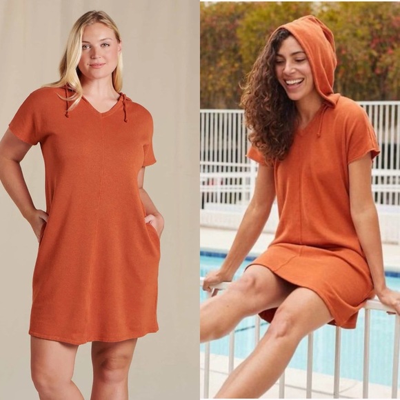 Toad and Co‎ Epig hooded orange organic cotton dress size large - Picture 1 of 7